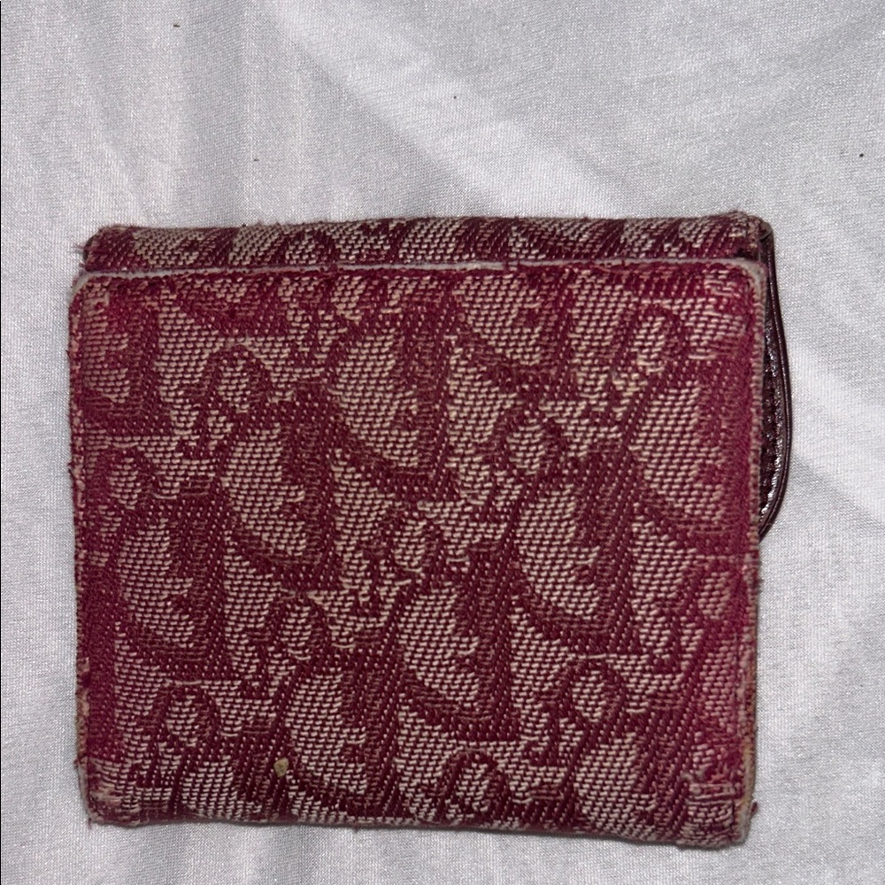 VINTAGE Christian Dior Burgundy Oblique Trotter Saddle Compact Wallet - Picture 2 of 7